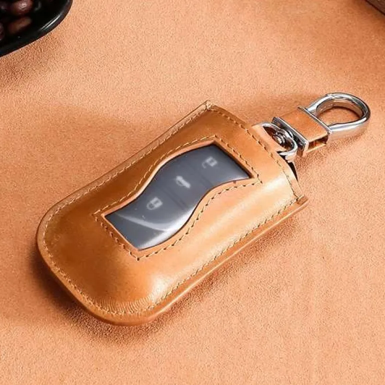 Key Fob Leather Tote To Protect Remote or Re-Attach To Keychain